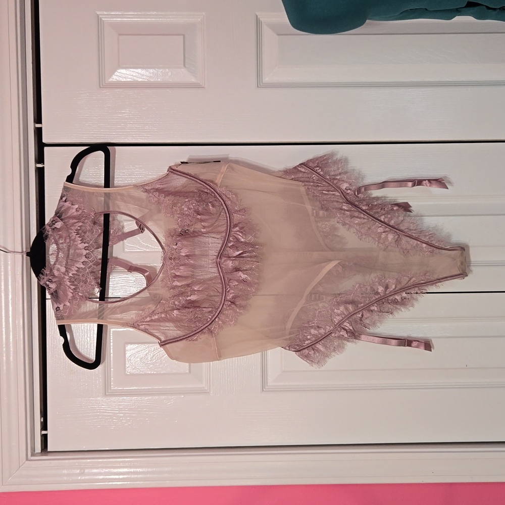 NWT Kaviar by Oh La La Cheri Eyelash Lace Teddy with Detachable Garters SZ 2X